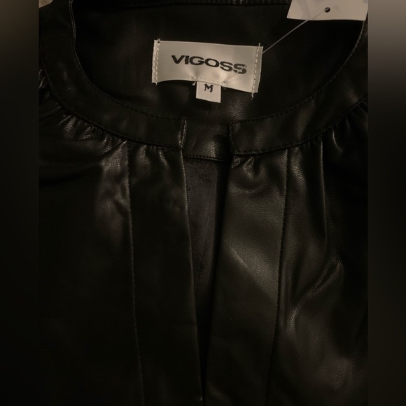 NWT Faux leather cute Black VNeck
mini dress Stretch Fabric - Picture 4 of 5